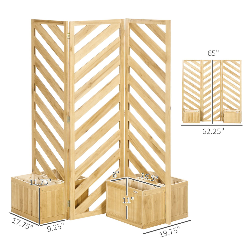 Wood Privacy Screen with 4 Planters and 3 Trellises – product view 3 of 11