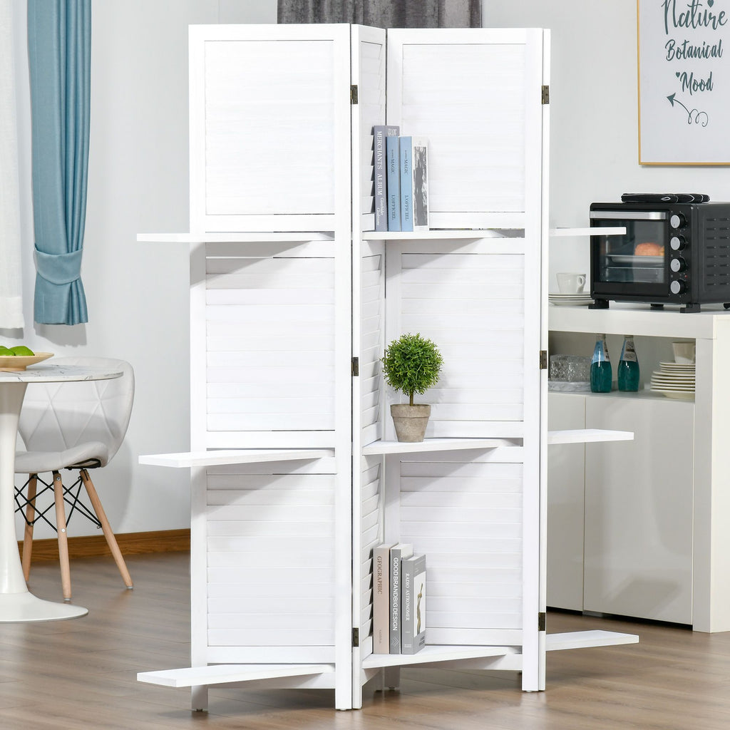 67-Inch 4-Panel White Room Divider with Shelves – alternate product view 10