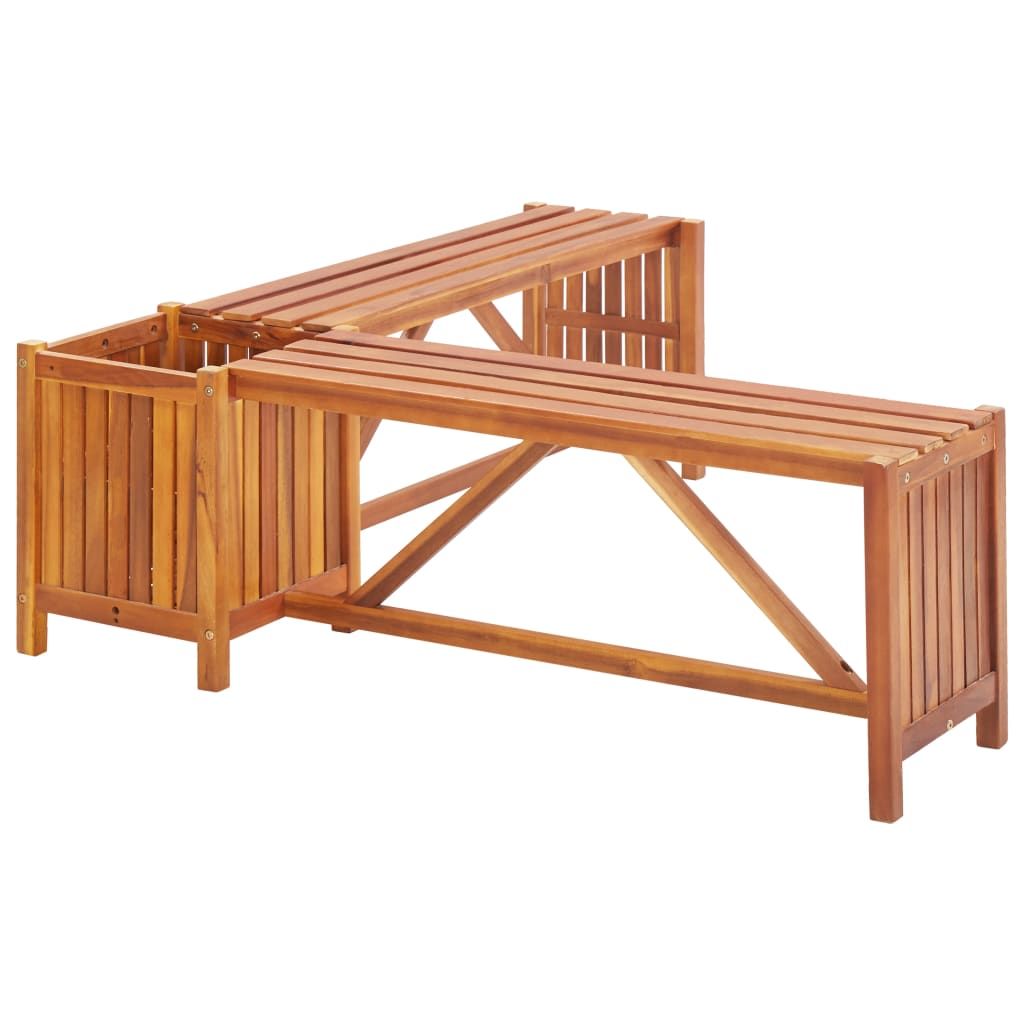 46-Inch Acacia Corner Bench with Planter – product view 4 of 9