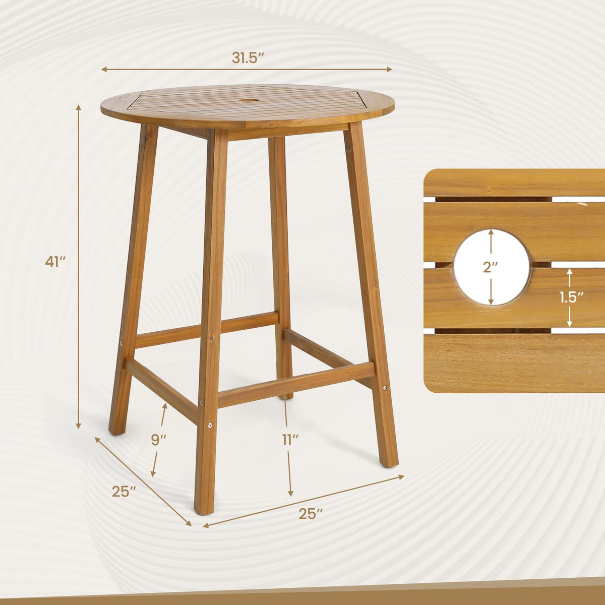 Outdoor Bar Table with Umbrella Hole – product view 5 of 10