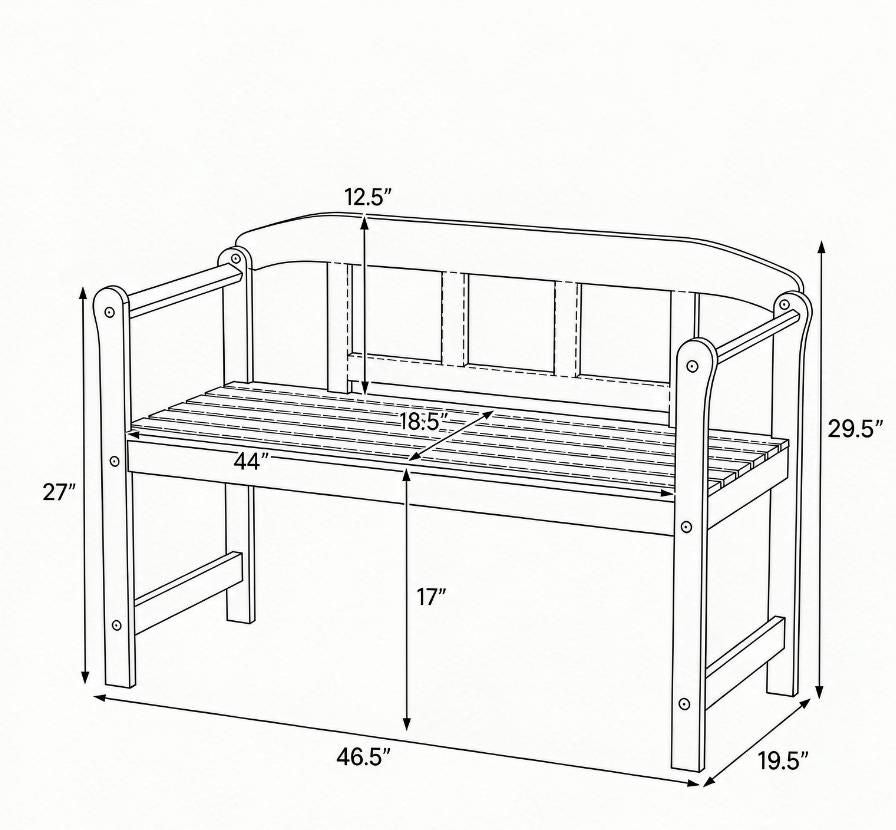 2-Seat Acacia Wood Garden Bench – product view 4 of 6