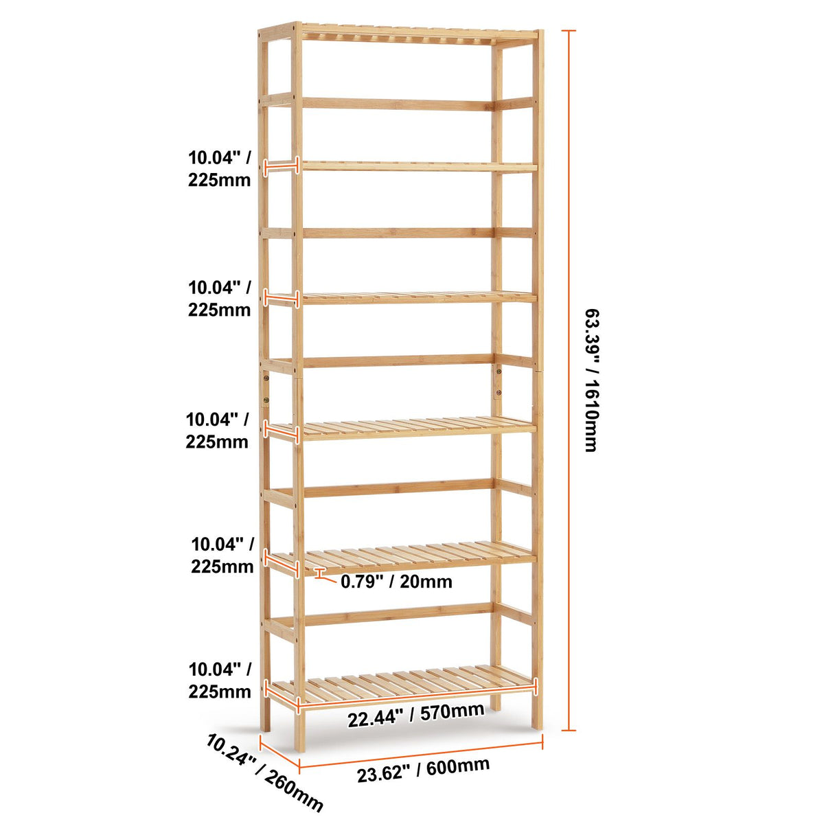 6-Tier Bamboo Bookshelf – product view 8 of 12
