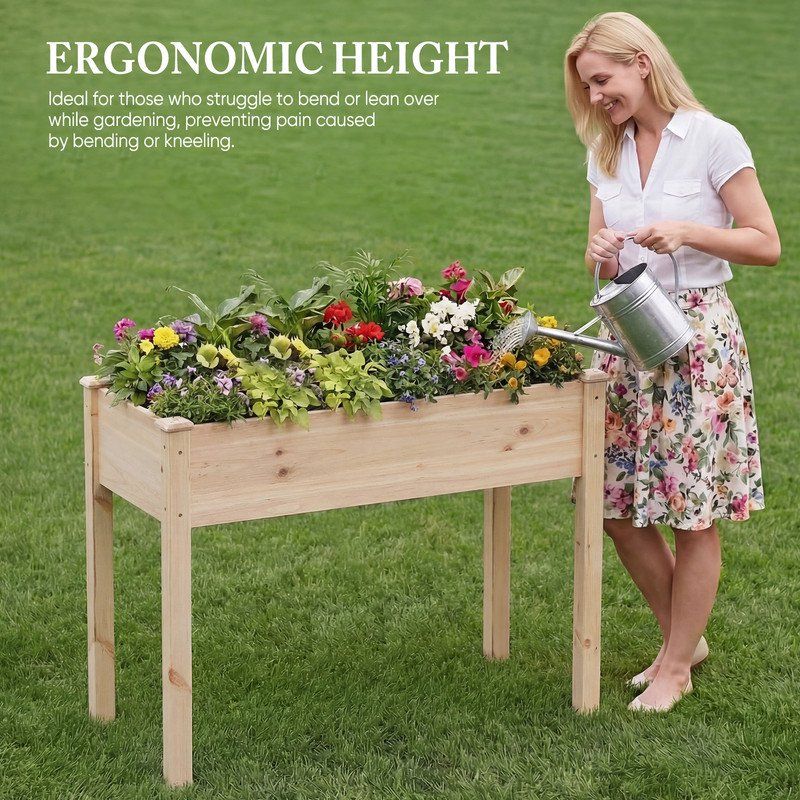 48-Inch Cedar Planter with Liner, Natural – product view 5 of 5