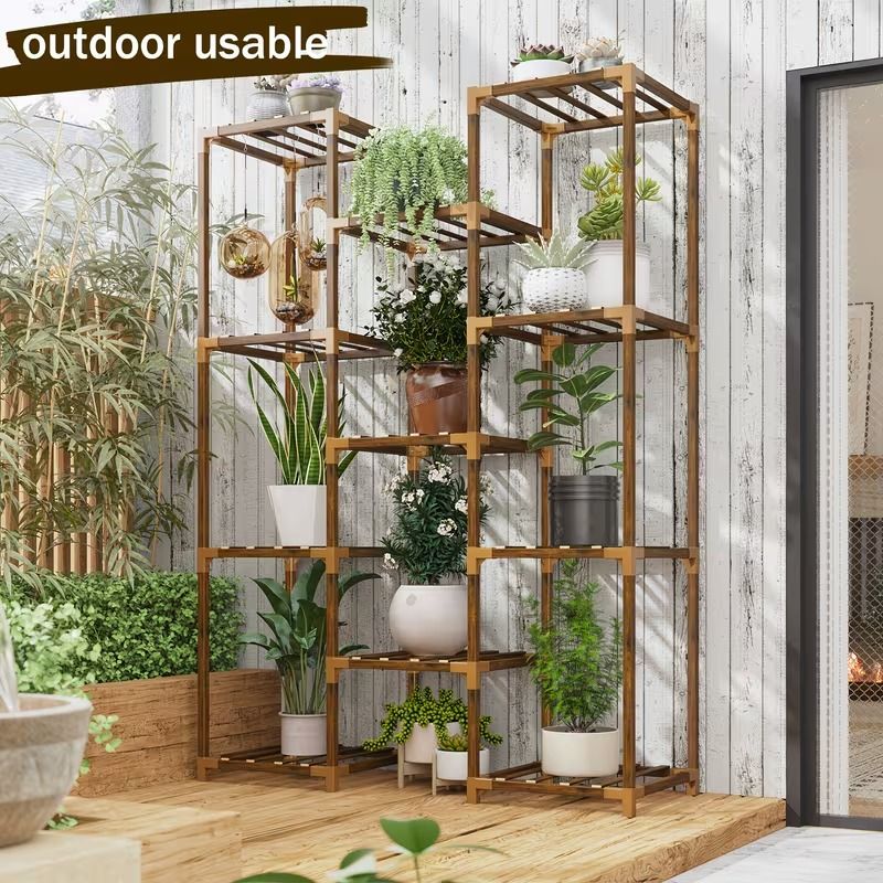 11-Tier Eucalyptus Corner Plant Stand – product view 6 of 9