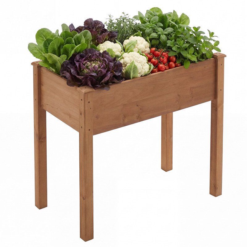34-Inch Cedar Planter with Liner, Brown – main product view