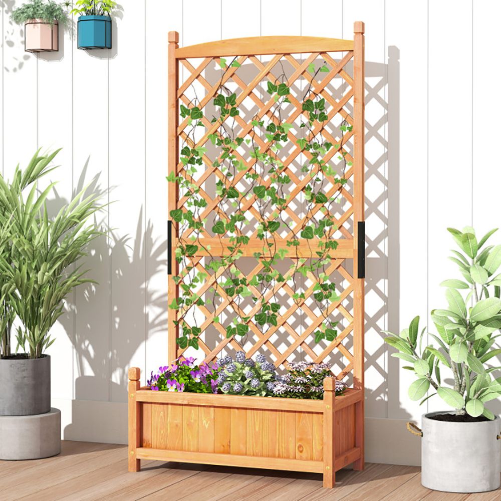 60-Inch Raised Garden Bed with Lattice Trellis – main product view