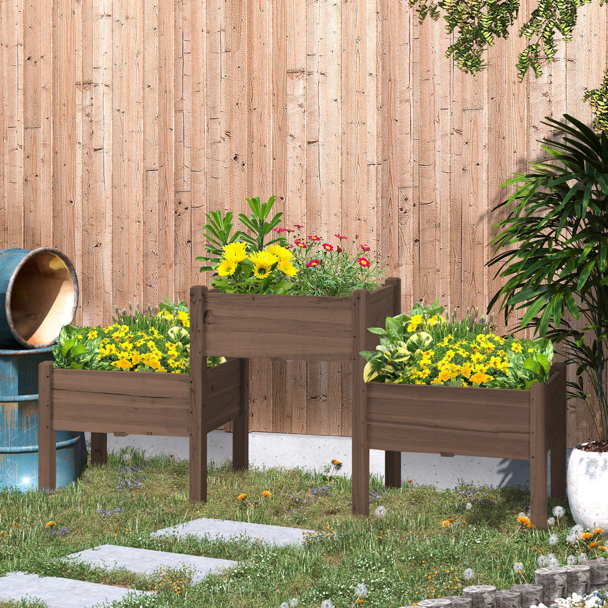 73-Inch 3-Tier Elevated Garden Bed, Coffee – product view 2 of 11