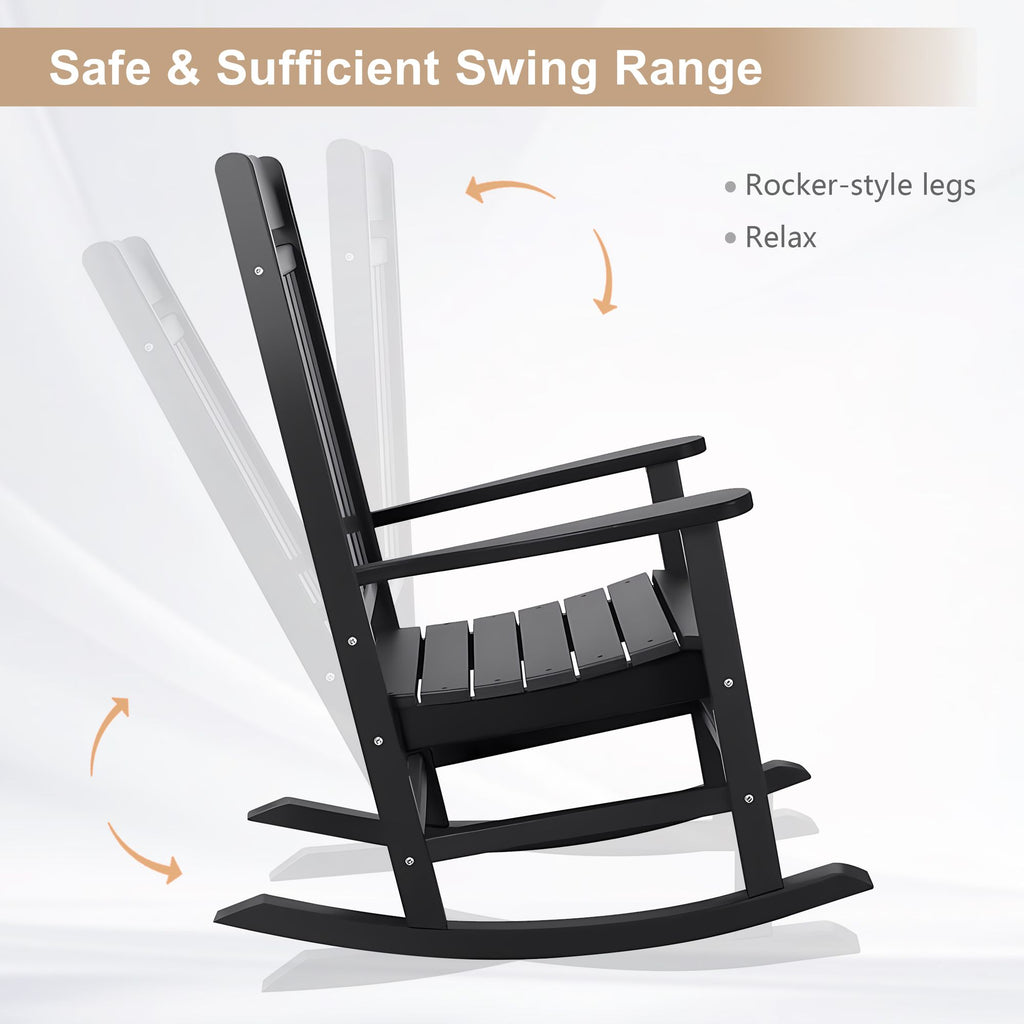 Black HDPE Adirondack Rocking Chair – product view 6 of 9