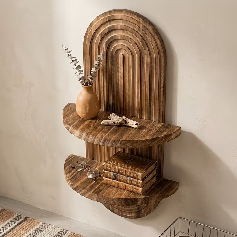 2-Tier Rustic Wood Wall Plant Shelf – product view 3 of 11