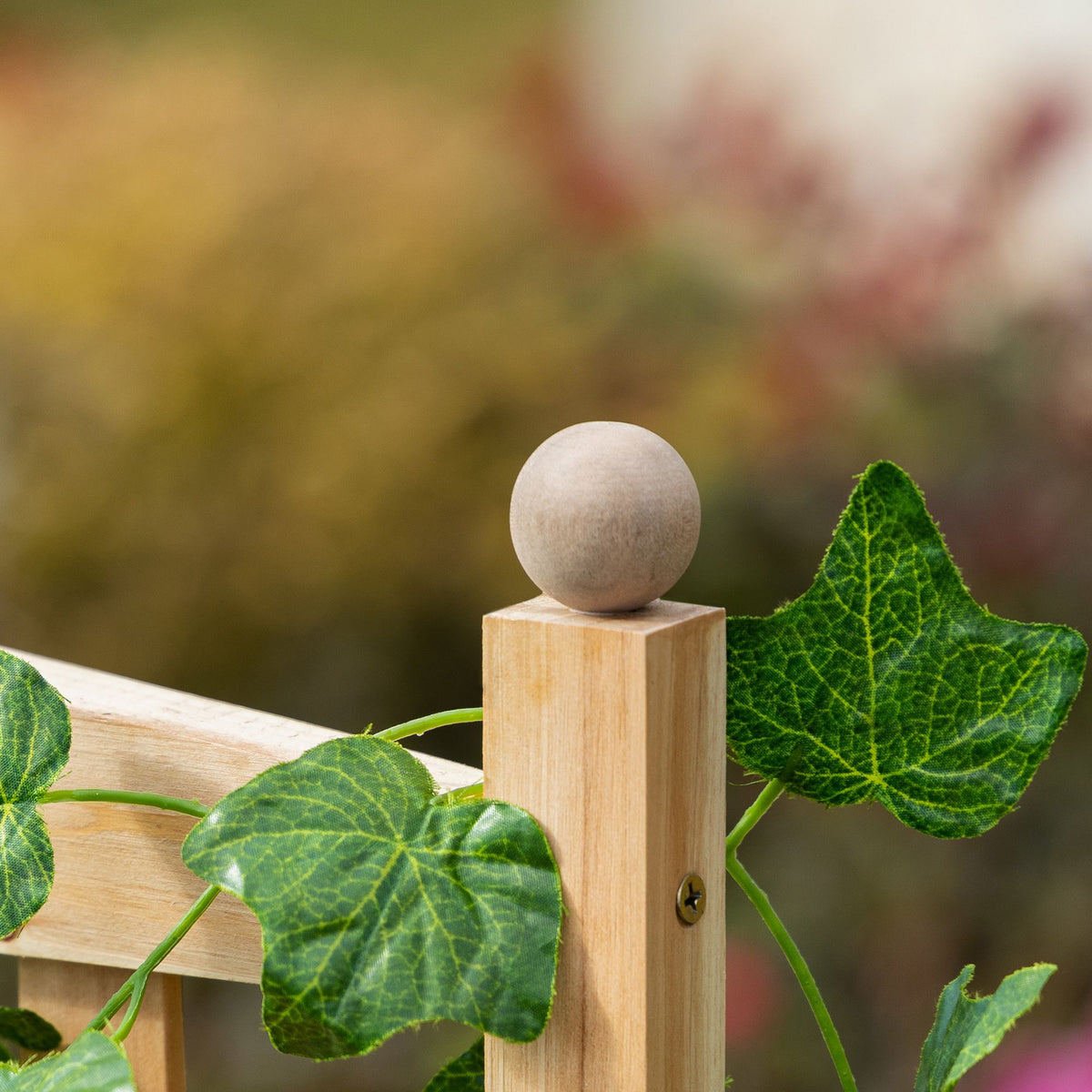 49-Inch Fir Wood Planter with Trellis, Natural – product view 9 of 12