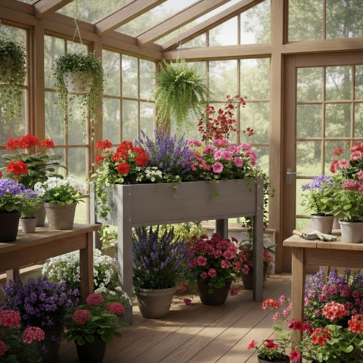 31-Inch Gray Elevated Wooden Planter – product view 5 of 5