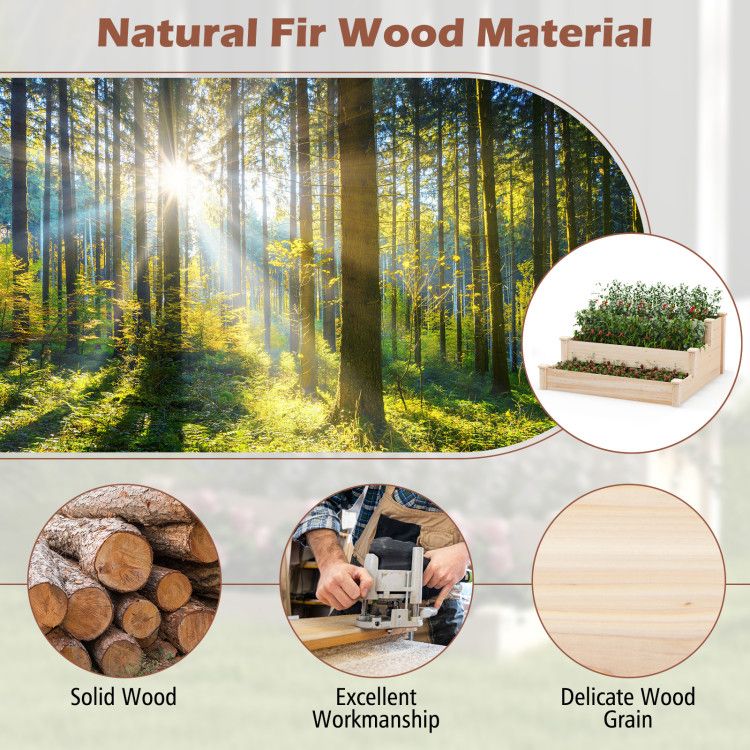 3-Tier Fir Wood Raised Garden Bed – product view 7 of 9