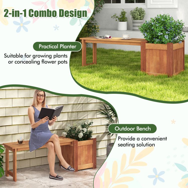 54-Inch Raised Garden Bed with Bench – product view 8 of 12