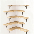 Set of 5 Matte Wood Corner Shelves – main product view