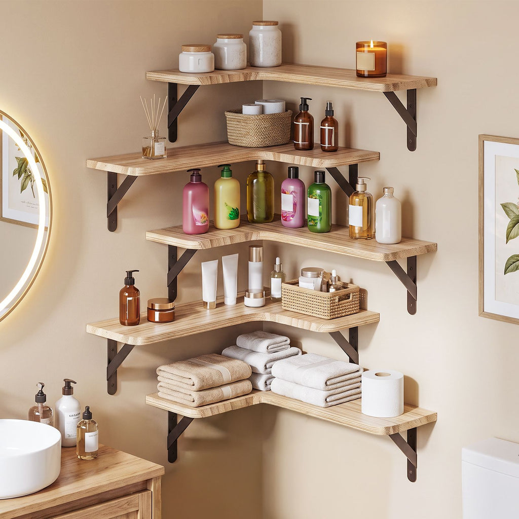 Set of 5 Rustic Corner Floating Shelves – product view 6 of 6