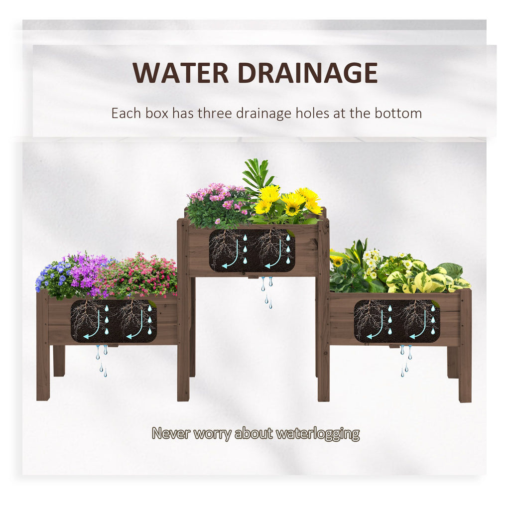 73-Inch 3-Tier Elevated Garden Bed, Coffee – product view 4 of 11