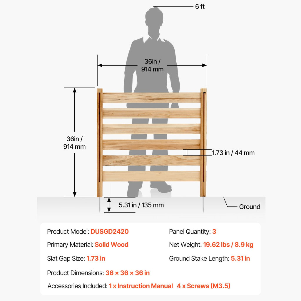 36-Inch 3-Panel Wood AC Privacy Fence – product view 7 of 12