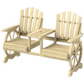 2-Seat Wood Garden Bench with Center Table – main product view