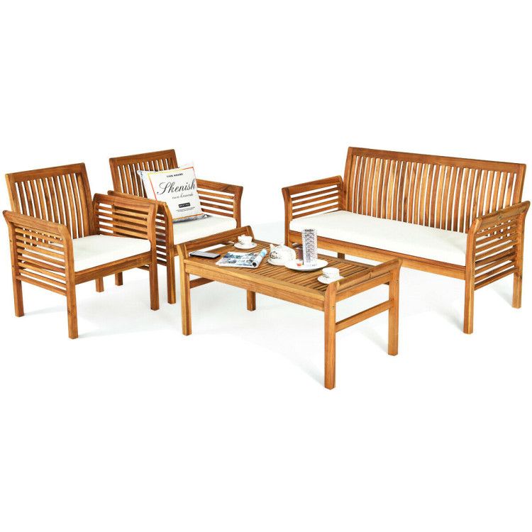 4-Piece Acacia Patio Sofa Set with Coffee Table – product view 6 of 10
