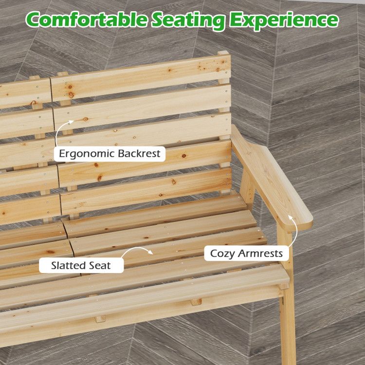 Fir Wood Outdoor Bench with Folding Table – product view 17 of 21
