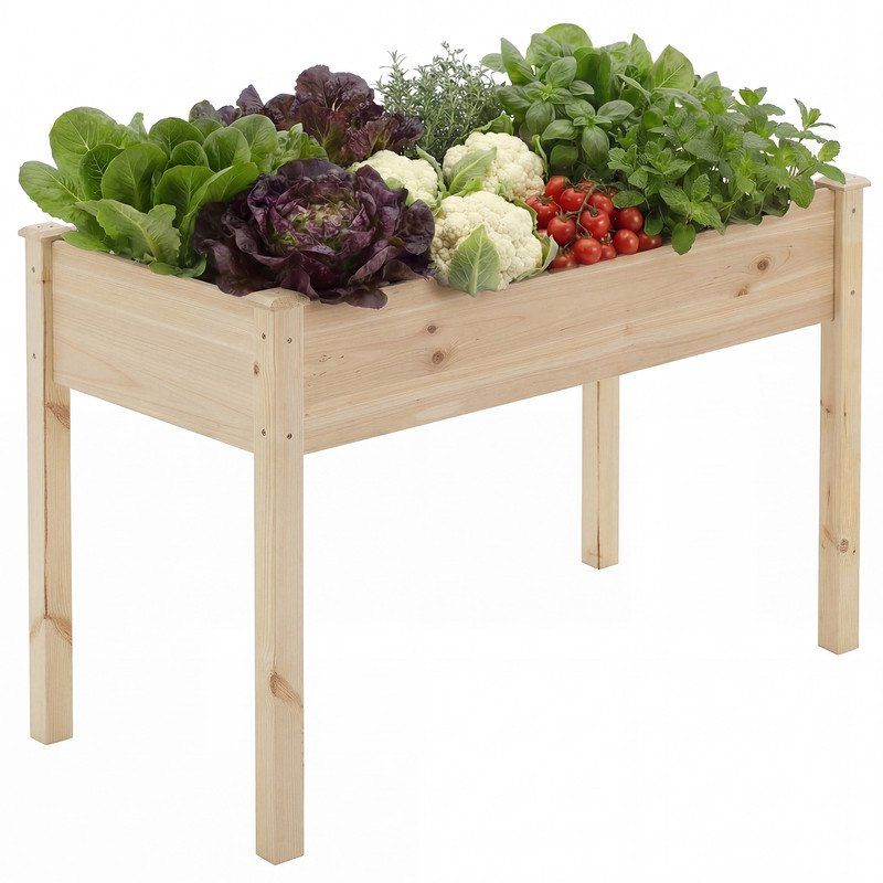 48-Inch Cedar Planter with Liner, Natural – main product view
