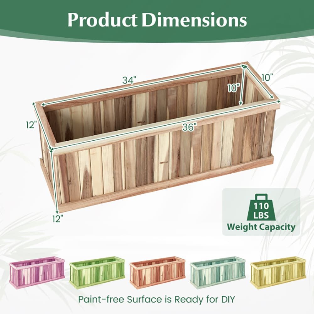 Acacia Wood Planter with Drainage and Removable Base – product view 5 of 10