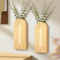 Set of 2 Rustic Pine Wood Wall Vases – main product view