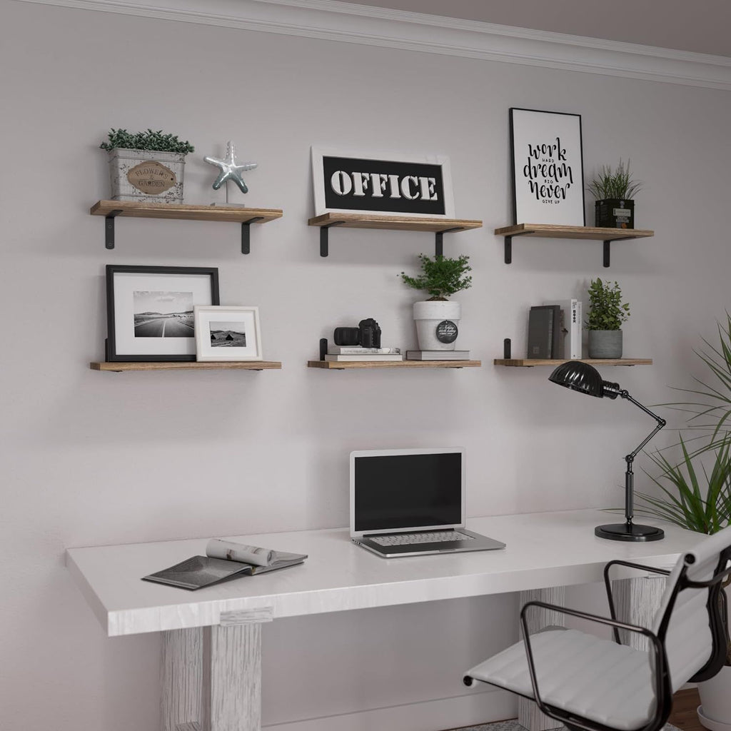 Set of 6 Vintage Brown Floating Shelves – product view 3 of 6