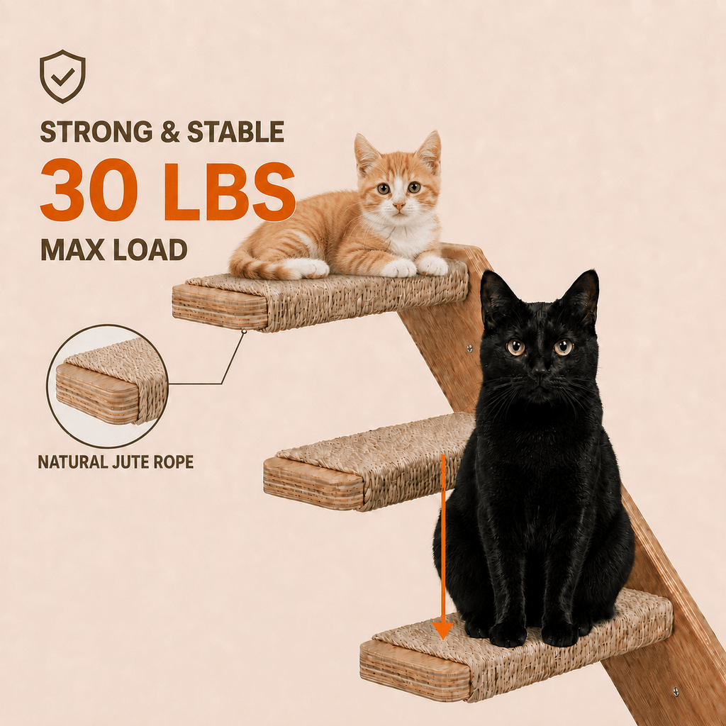 Wall-Mounted Cat Stairs and Shelf Set – product view 3 of 6