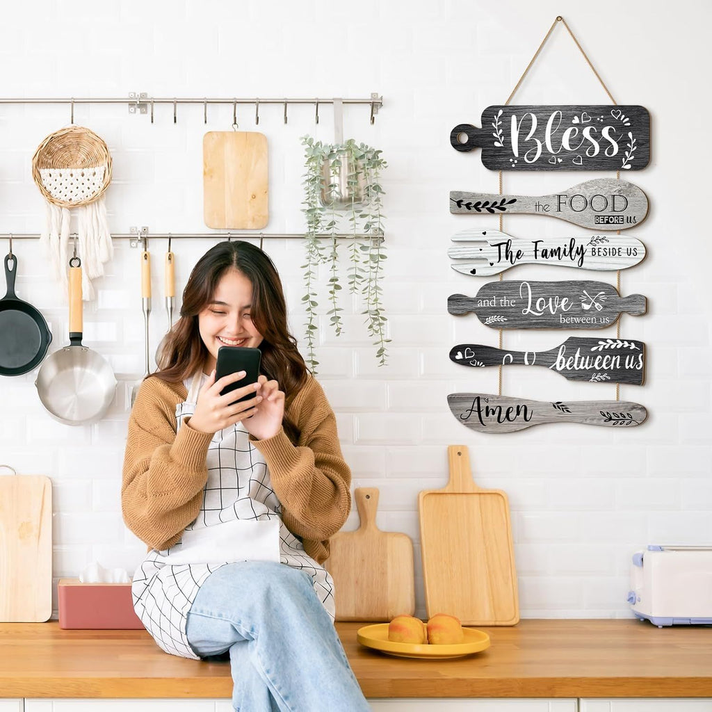 6-Piece 13x21-Inch “Bless the Food” Wall Sign – alternate product view 5
