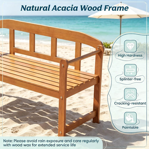 2-Seat Acacia Wood Garden Bench – product view 2 of 6