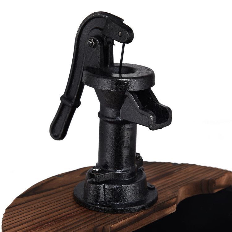 2-Tier Wooden Barrel Waterfall Fountain – product view 7 of 10