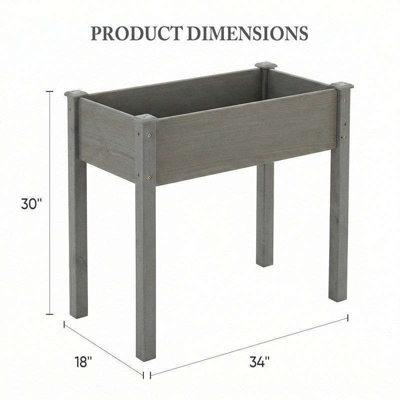 34-Inch Cedar Planter with Liner, Gray – product view 2 of 5