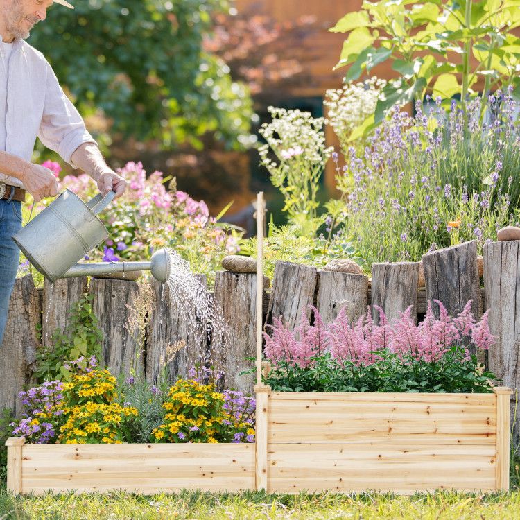 Fir Wood Raised Garden Bed with Trellis – product view 3 of 10