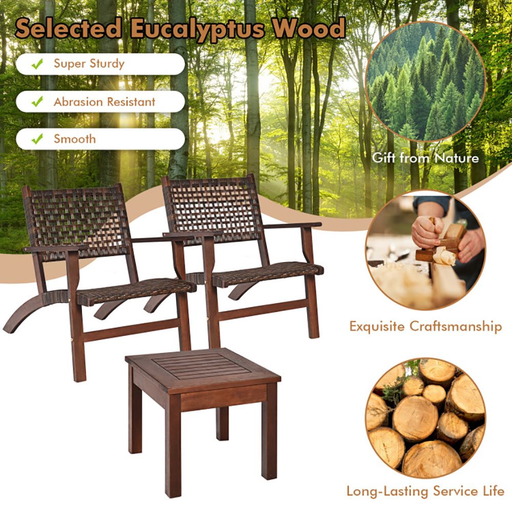 3-Piece Eucalyptus Rattan Patio Set – product view 5 of 10