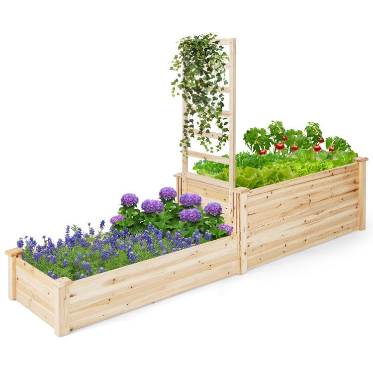 Fir Wood Raised Garden Bed with Trellis – product view 4 of 10