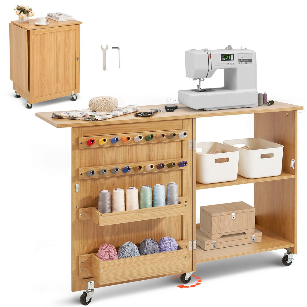 Folding Sewing Table with Storage – main product view