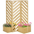 Wood Privacy Screen with 4 Planters and 3 Trellises – main product view