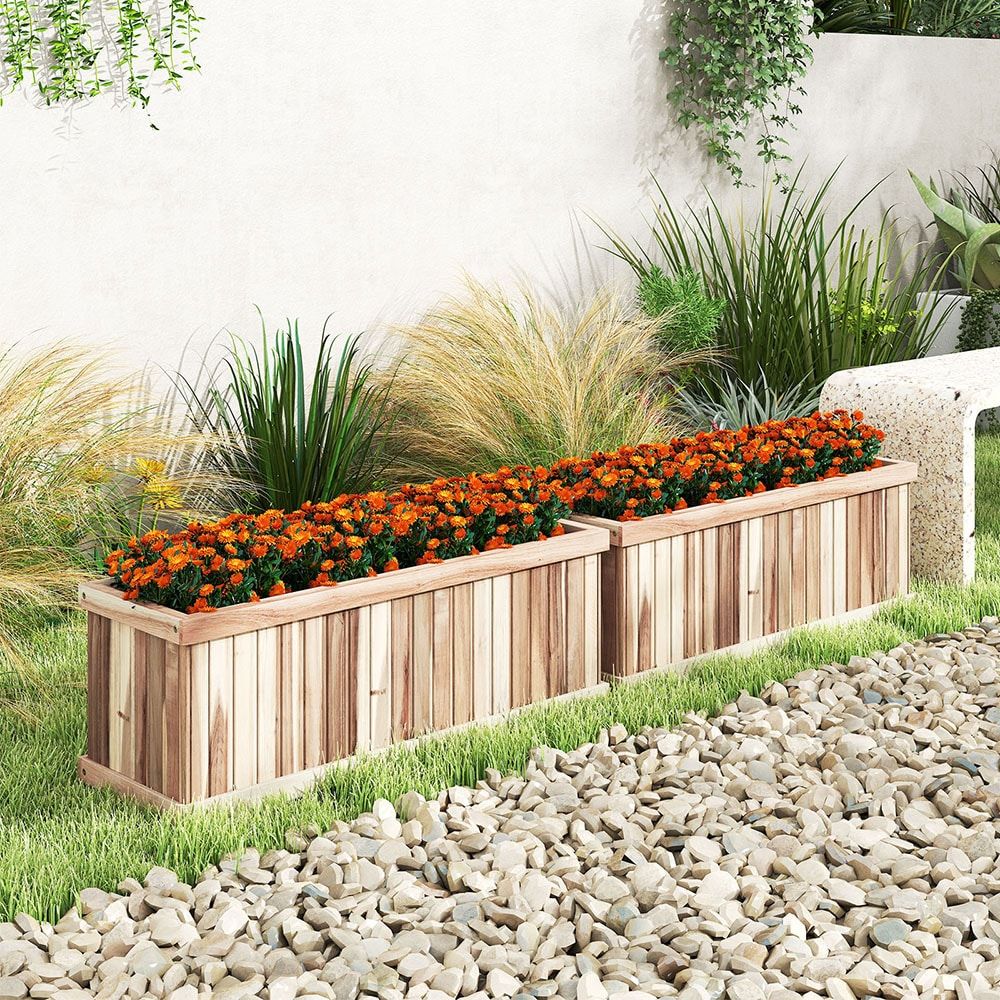 Acacia Wood Planter with Drainage and Removable Base – product view 10 of 10