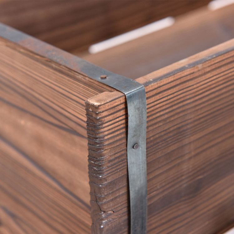 Fir Wood Wagon Planter with Wheels – product view 9 of 12