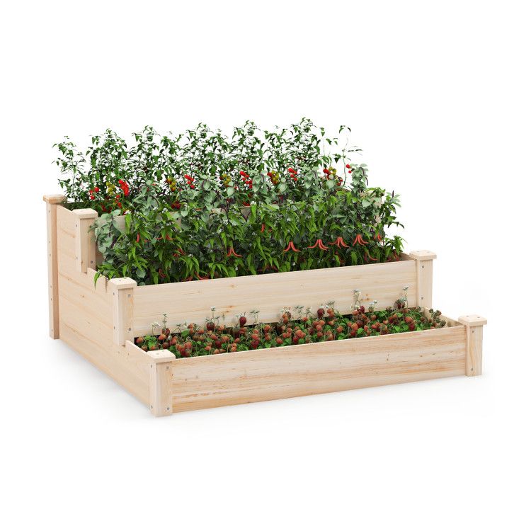 3-Tier Fir Wood Raised Garden Bed – main product view