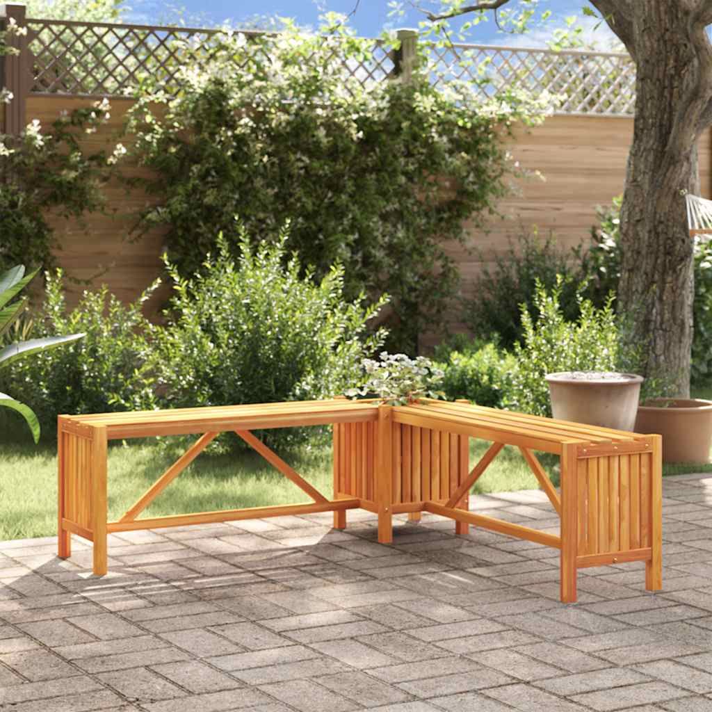 46-Inch Acacia Corner Bench with Planter – main product view
