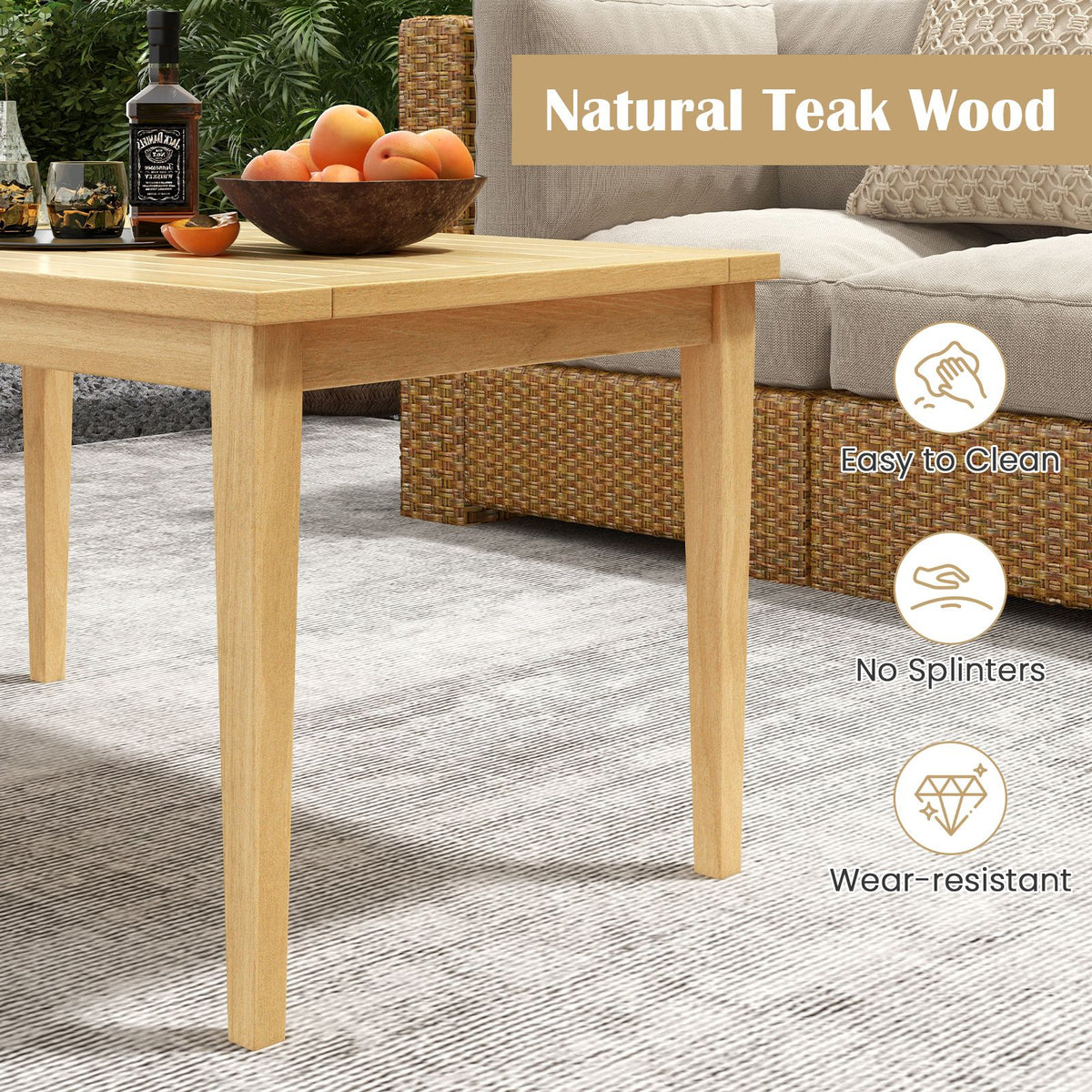 35.5-Inch Teak Outdoor Coffee Table – product view 8 of 10