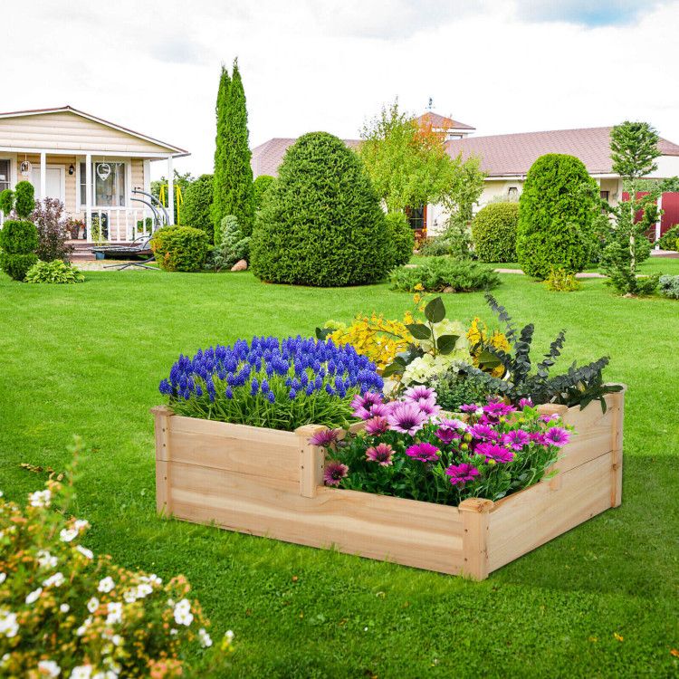 3-Tier Wooden Raised Garden Bed with Open Base – product view 3 of 10
