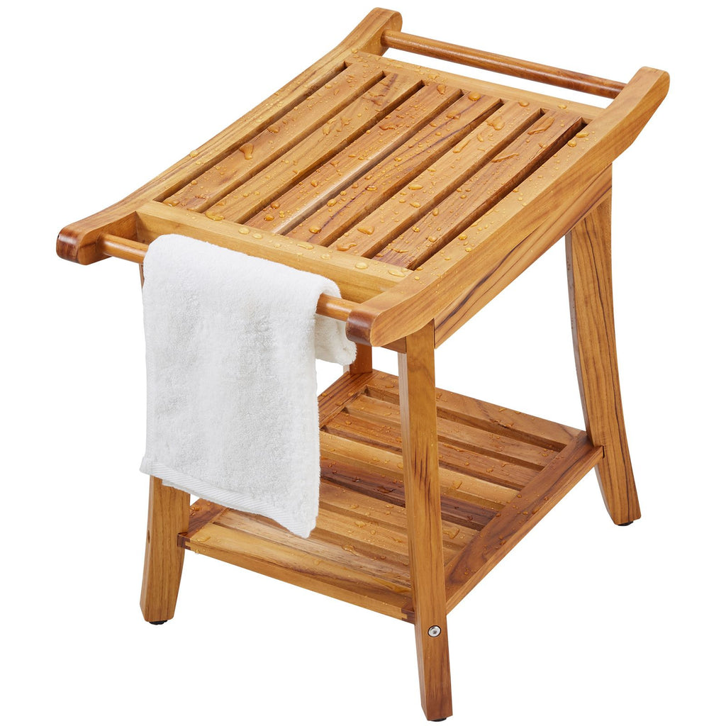 22-Inch Teak Shower Bench with Shelf – product view 12 of 12