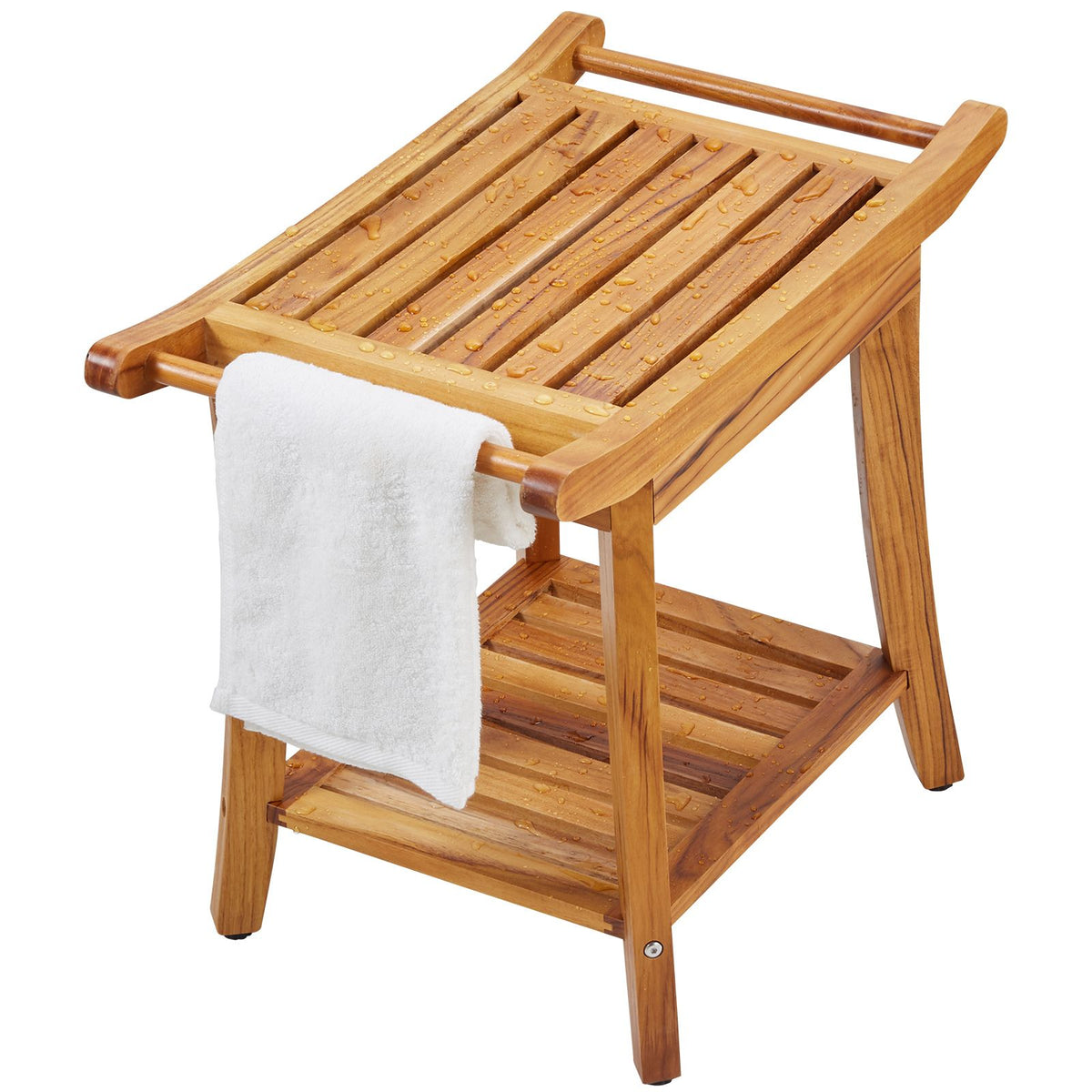 22-Inch Teak Shower Bench with Shelf – product view 12 of 12