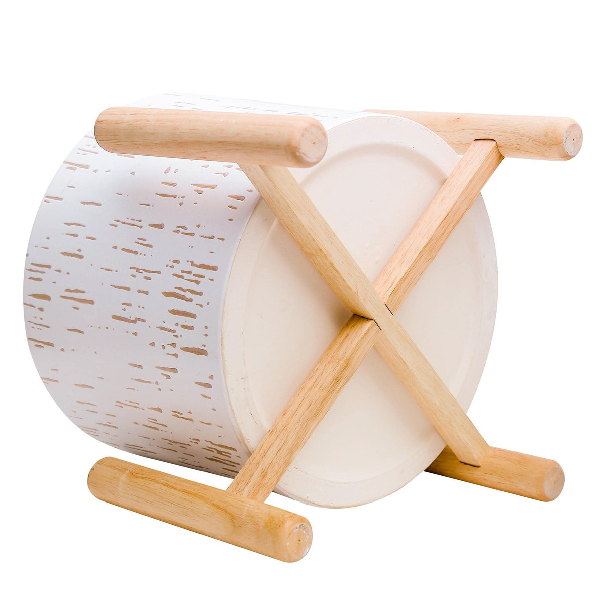 6-Inch White Ceramic Planter with Wood Stand – product view 3 of 5