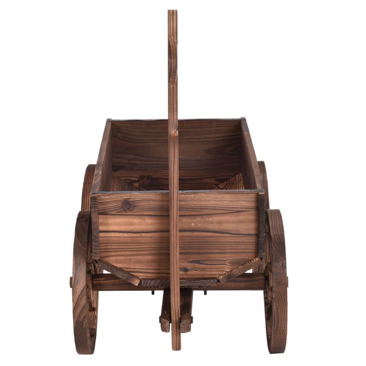 Fir Wood Wagon Planter with Wheels – product view 5 of 12