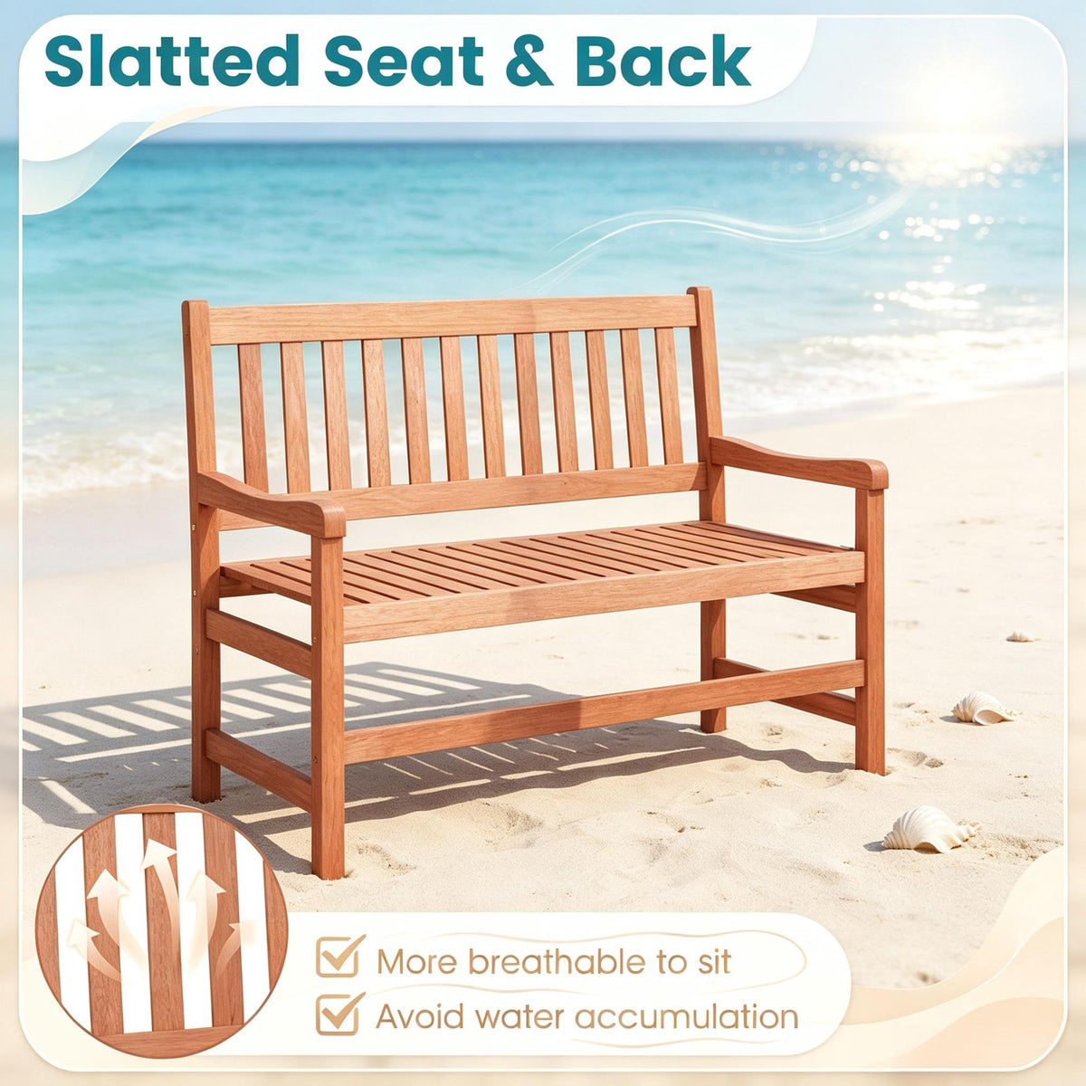 44-Inch 2-Seat Outdoor Loveseat Bench – product view 4 of 8
