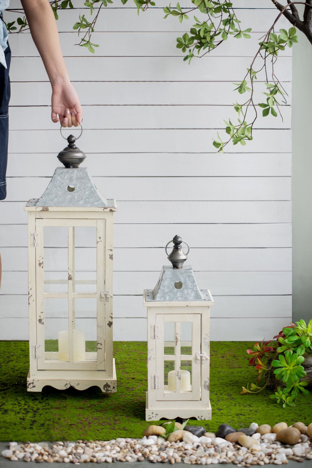 Large Decorative Wooden Hurricane Lantern – product view 10 of 18